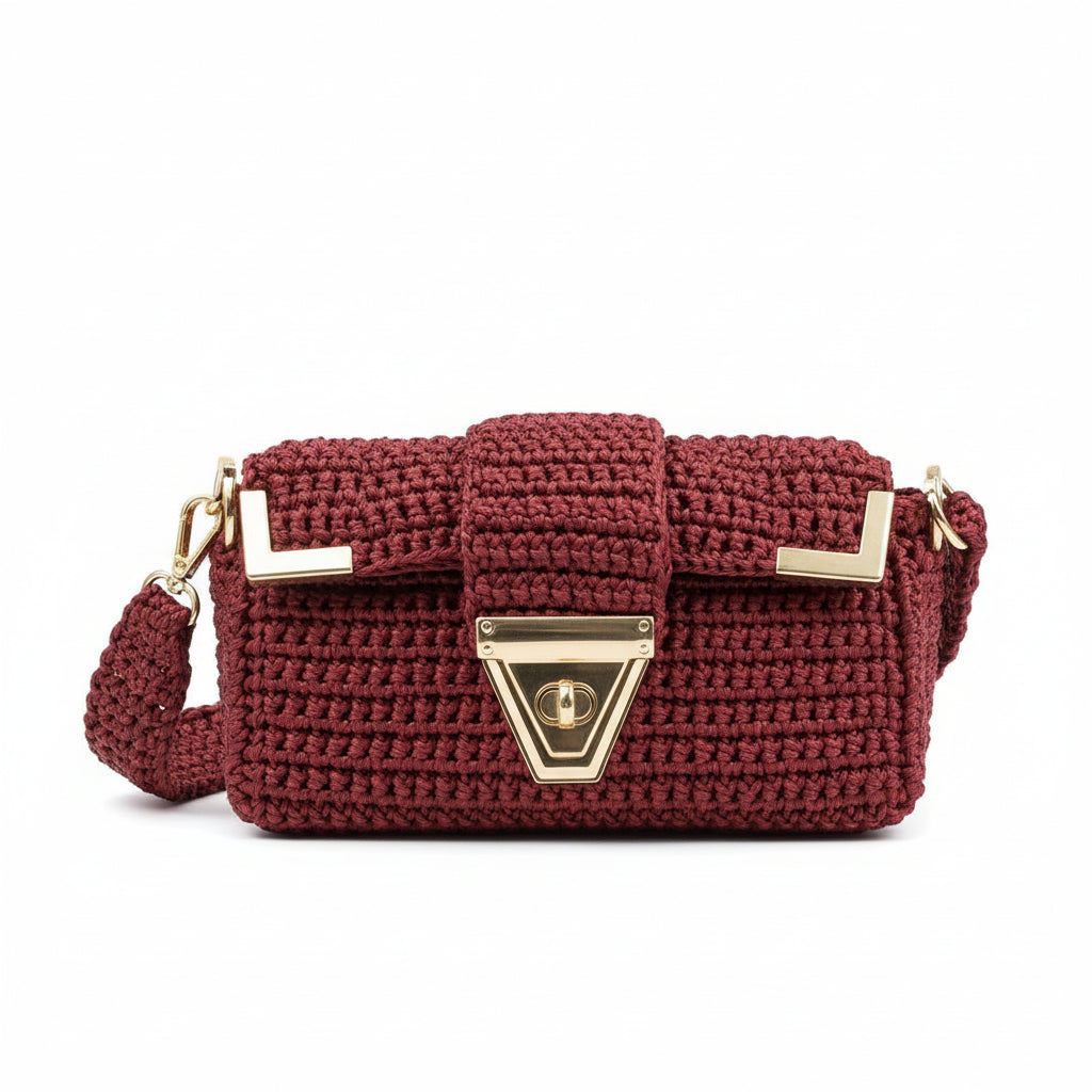 Sac crochet bordeaux