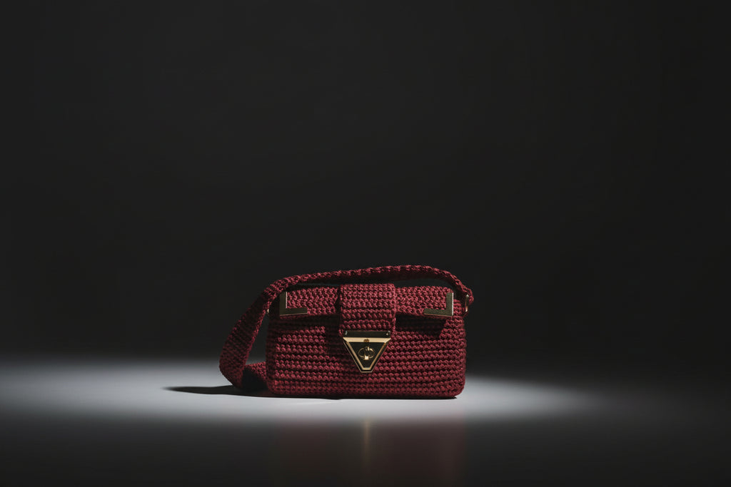 Sac crochet bordeaux
