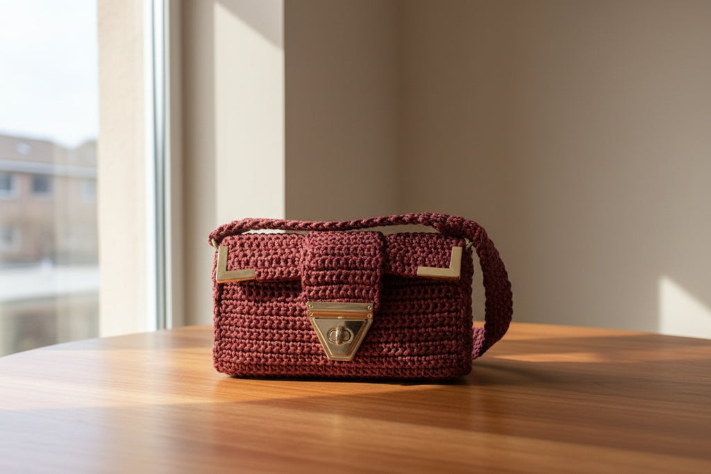 Sac crochet bordeaux