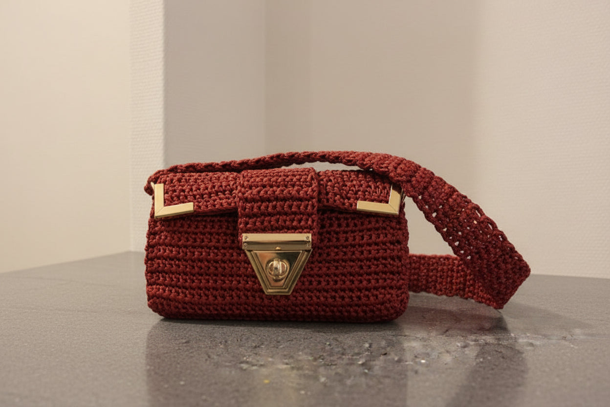 Sac crochet bordeaux