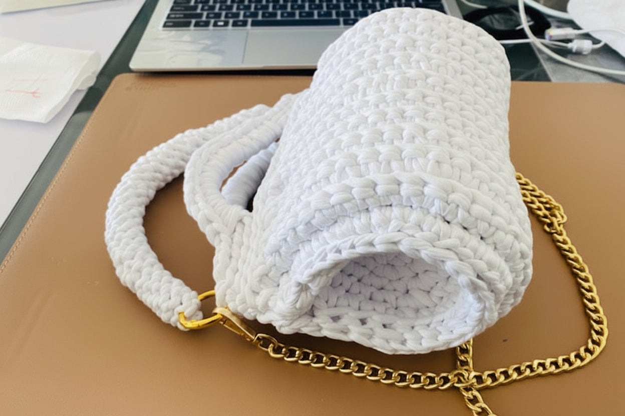 Sac crochet fait main – blanc élégant
