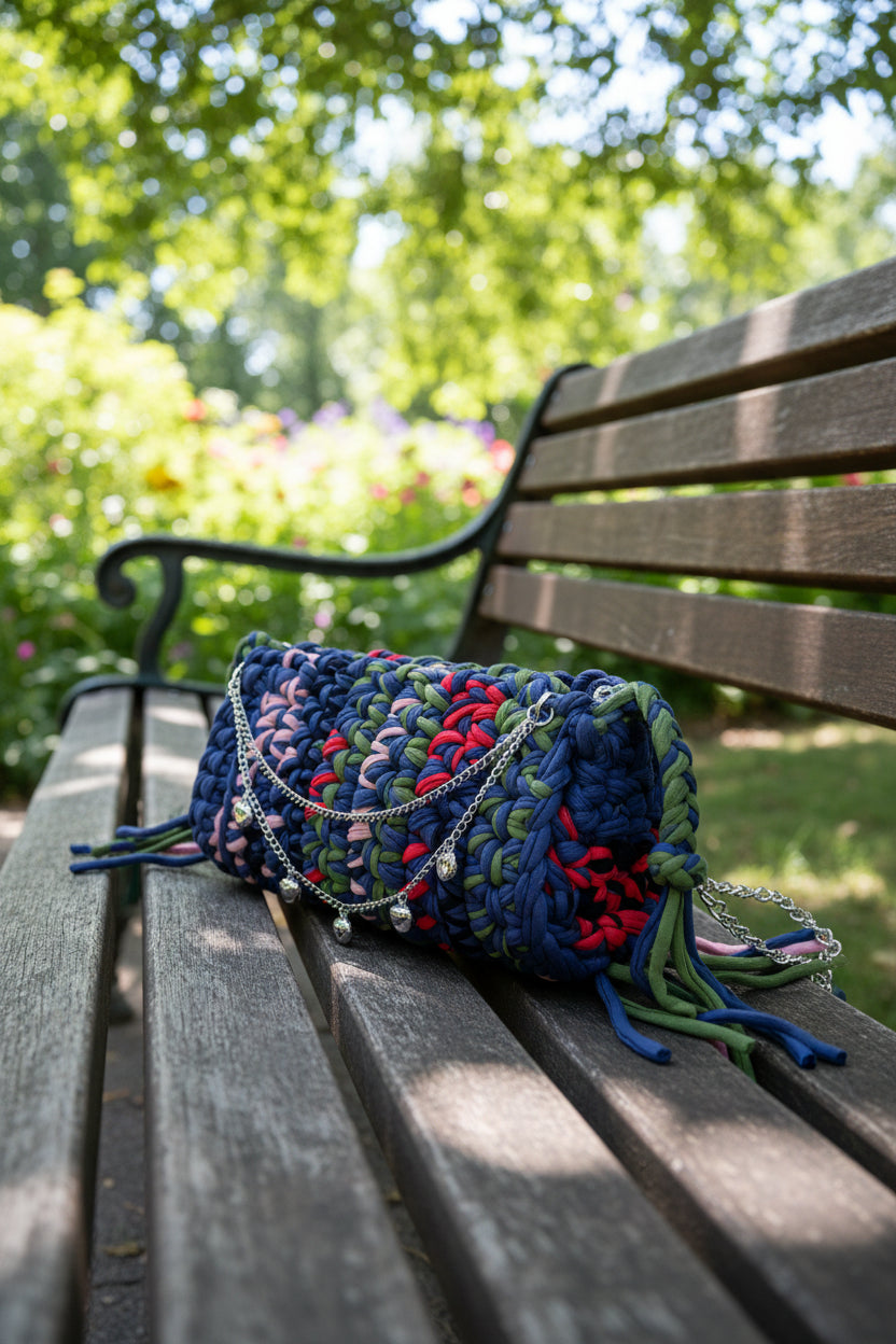 Sac multicolore avec chaîne et charms