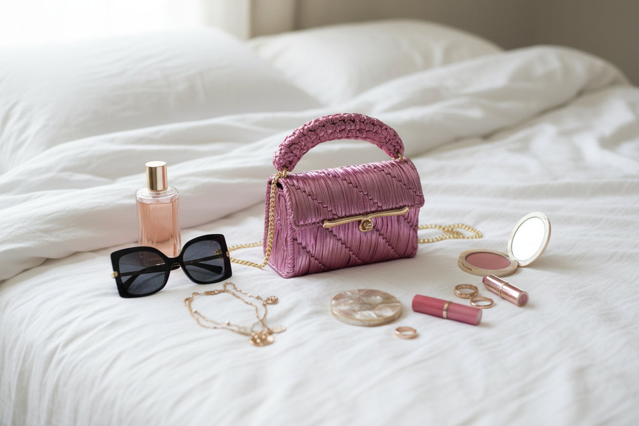 Sac crochet – Rose métallisé