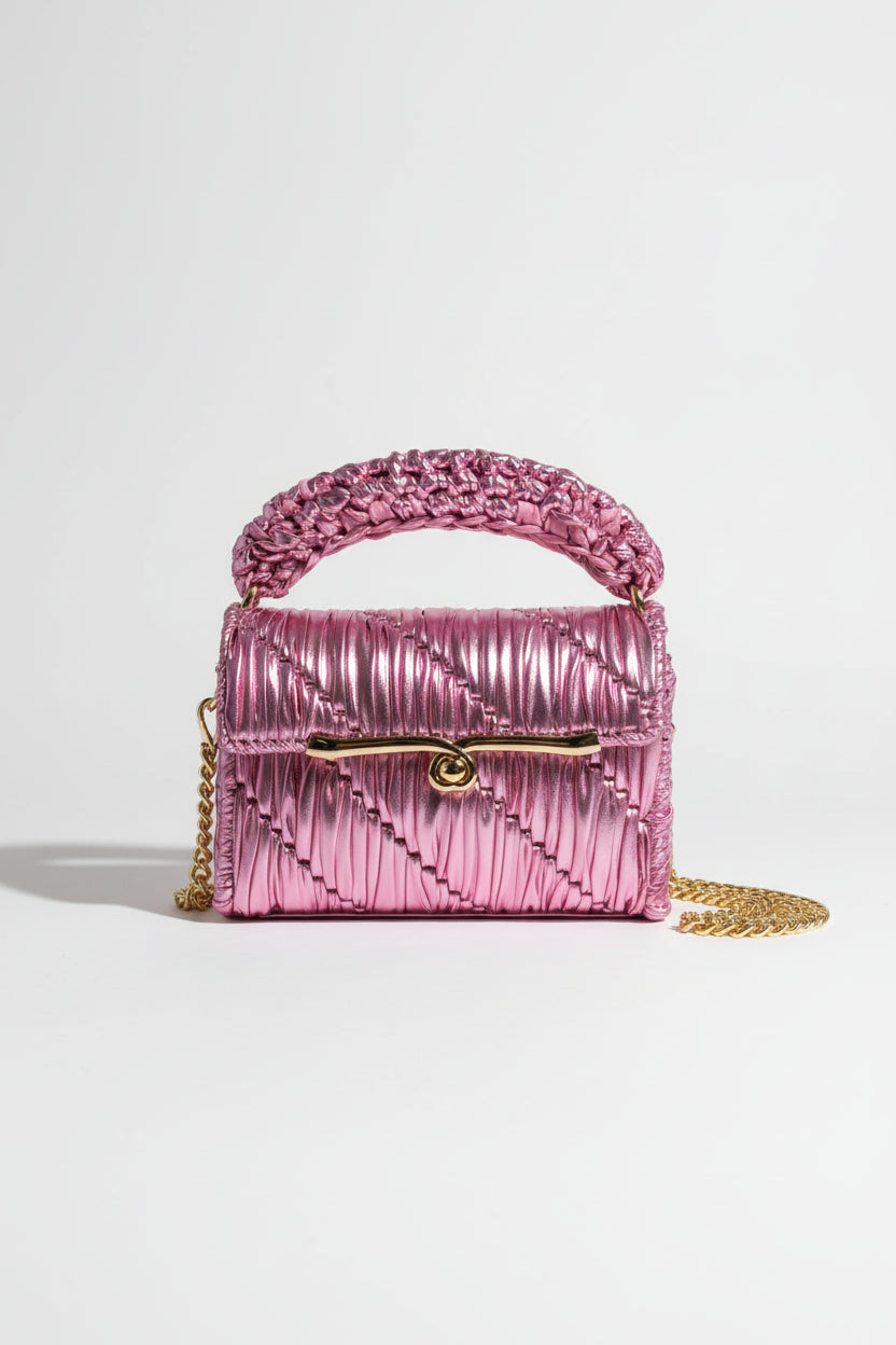Sac crochet – Rose métallisé