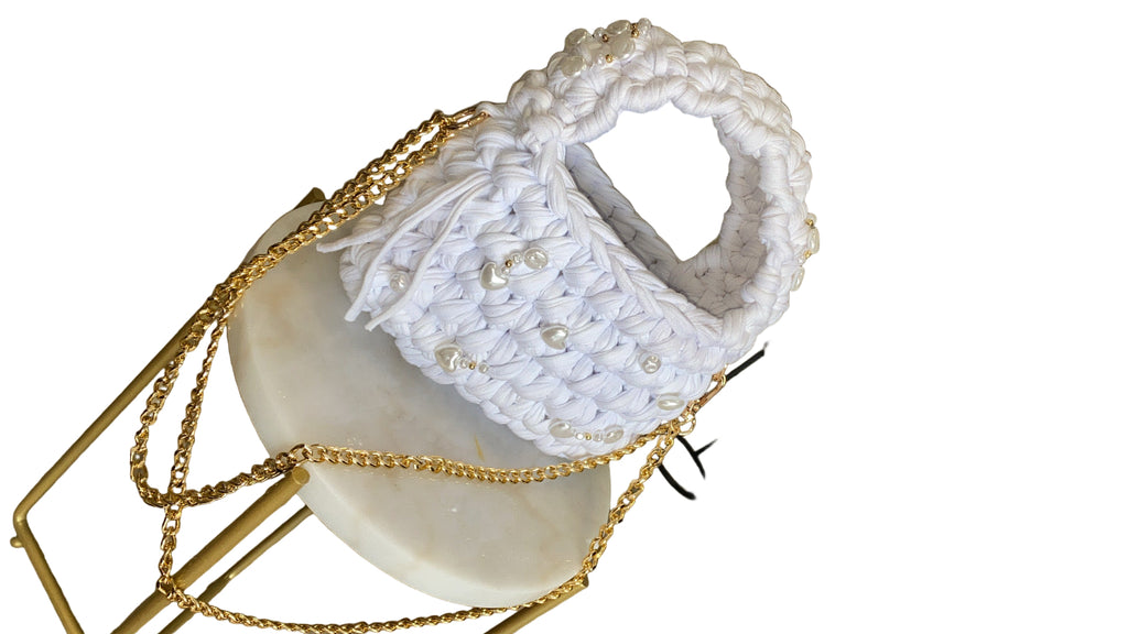 Mini sac blanc à perles