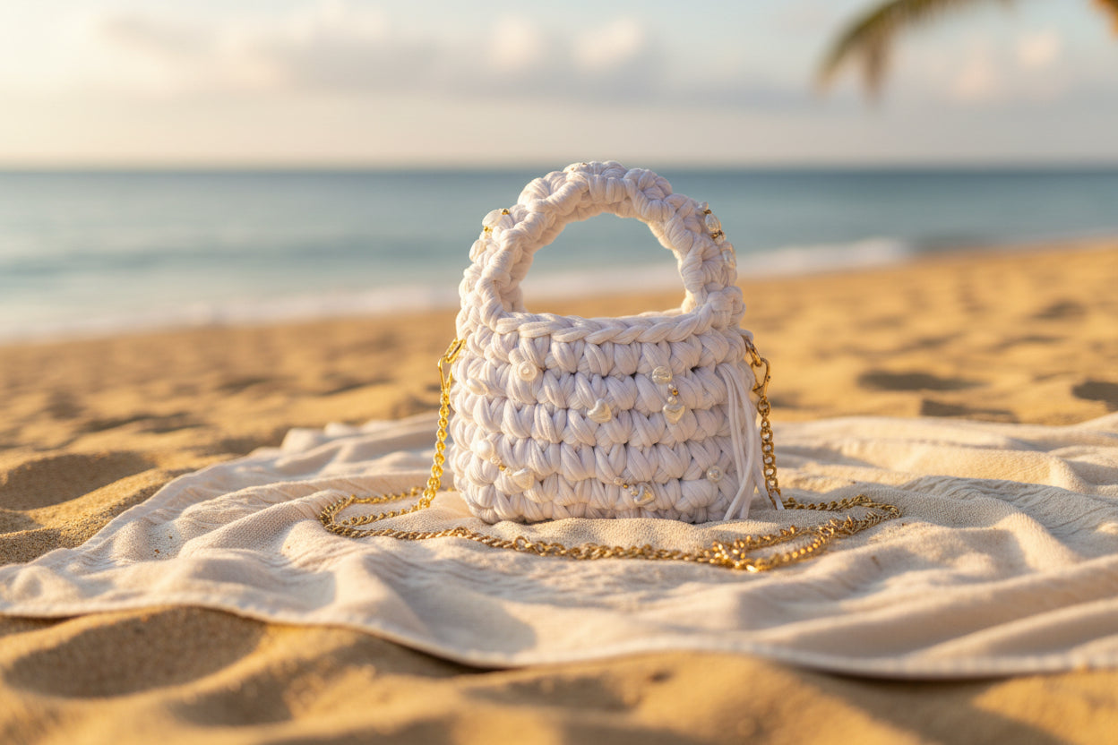 Mini sac blanc à perles