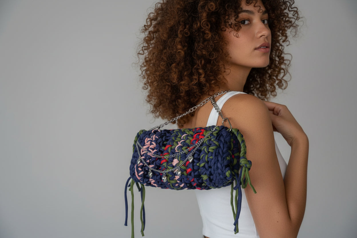 Sac multicolore avec chaîne et charms